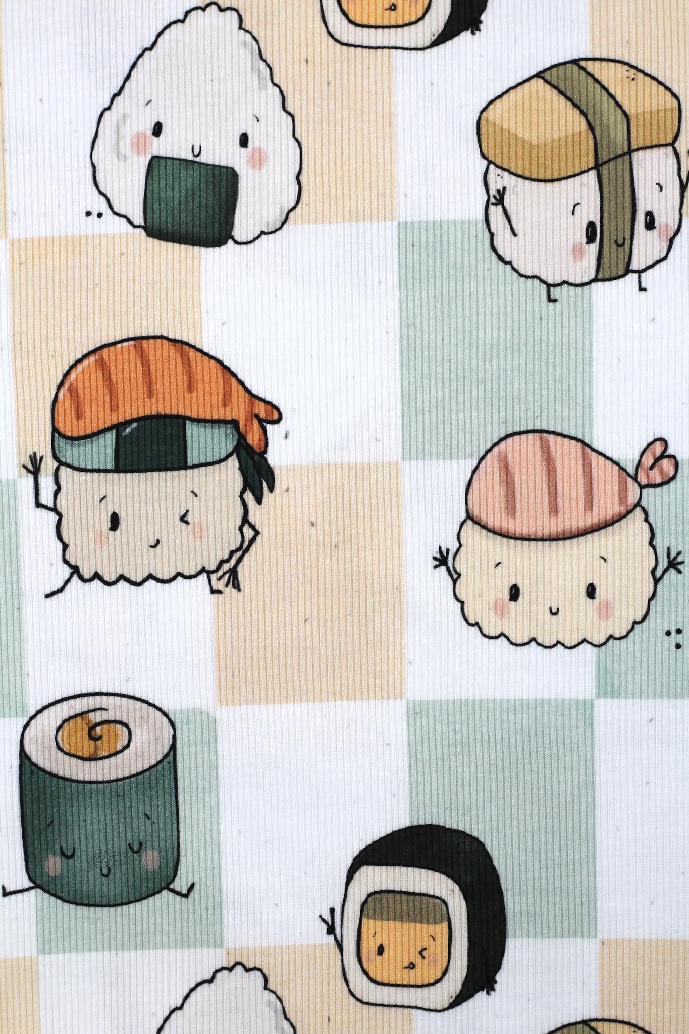 Rib Jersey im Design Sushi-Freunde