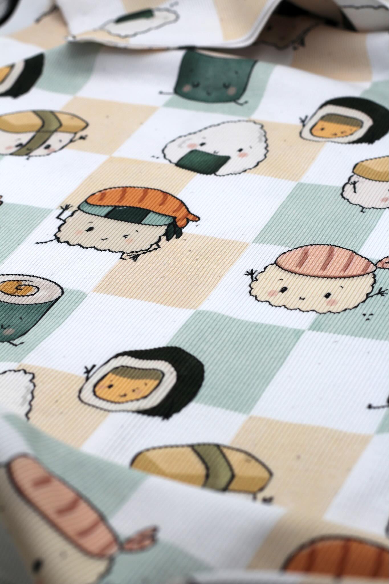 Rib Jersey im Design Sushi-Freunde