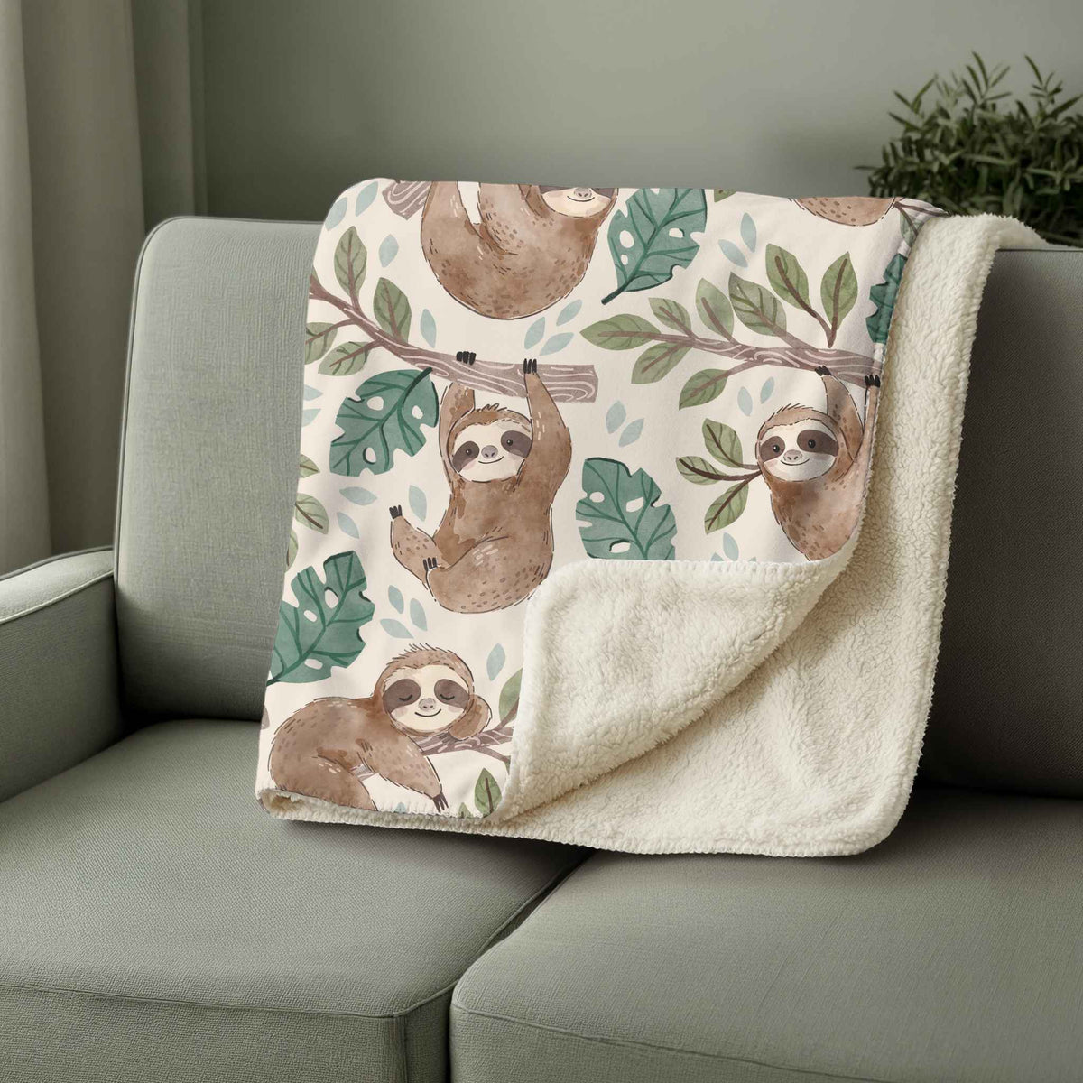 Sherpa Decke im Freddy Faultier Design