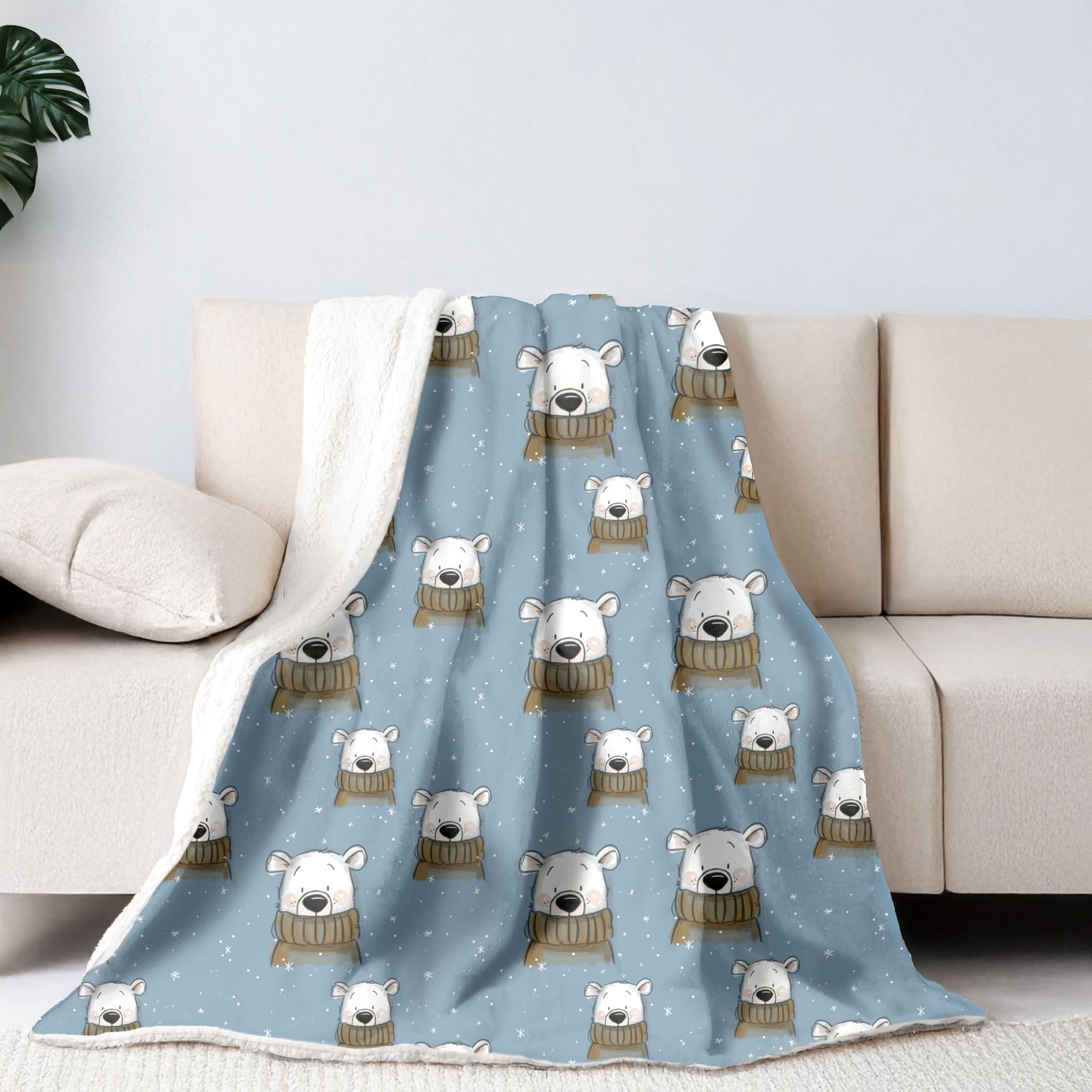 Sherpa-Fleece Decke im Rollibär Design