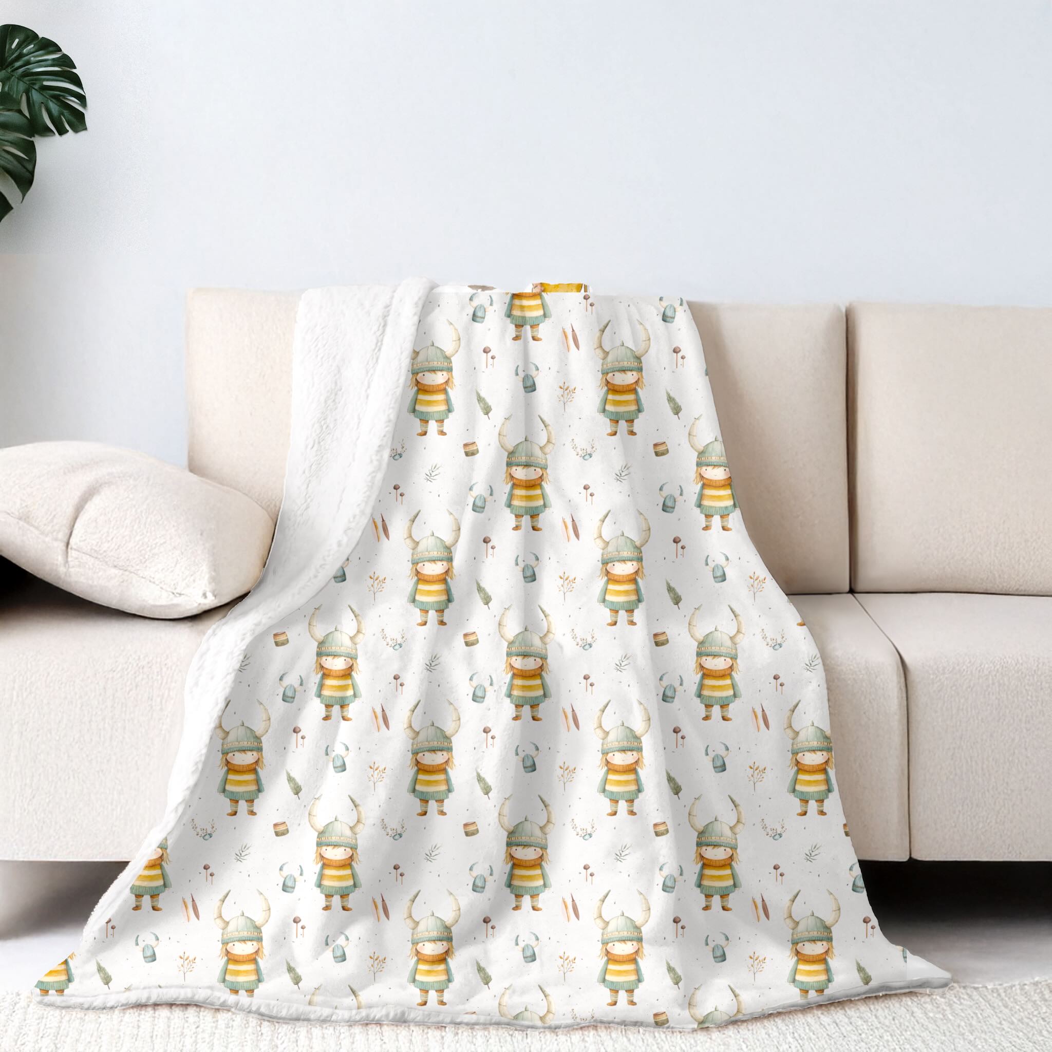 Sherpa-Fleece Decke im Wikinger Design