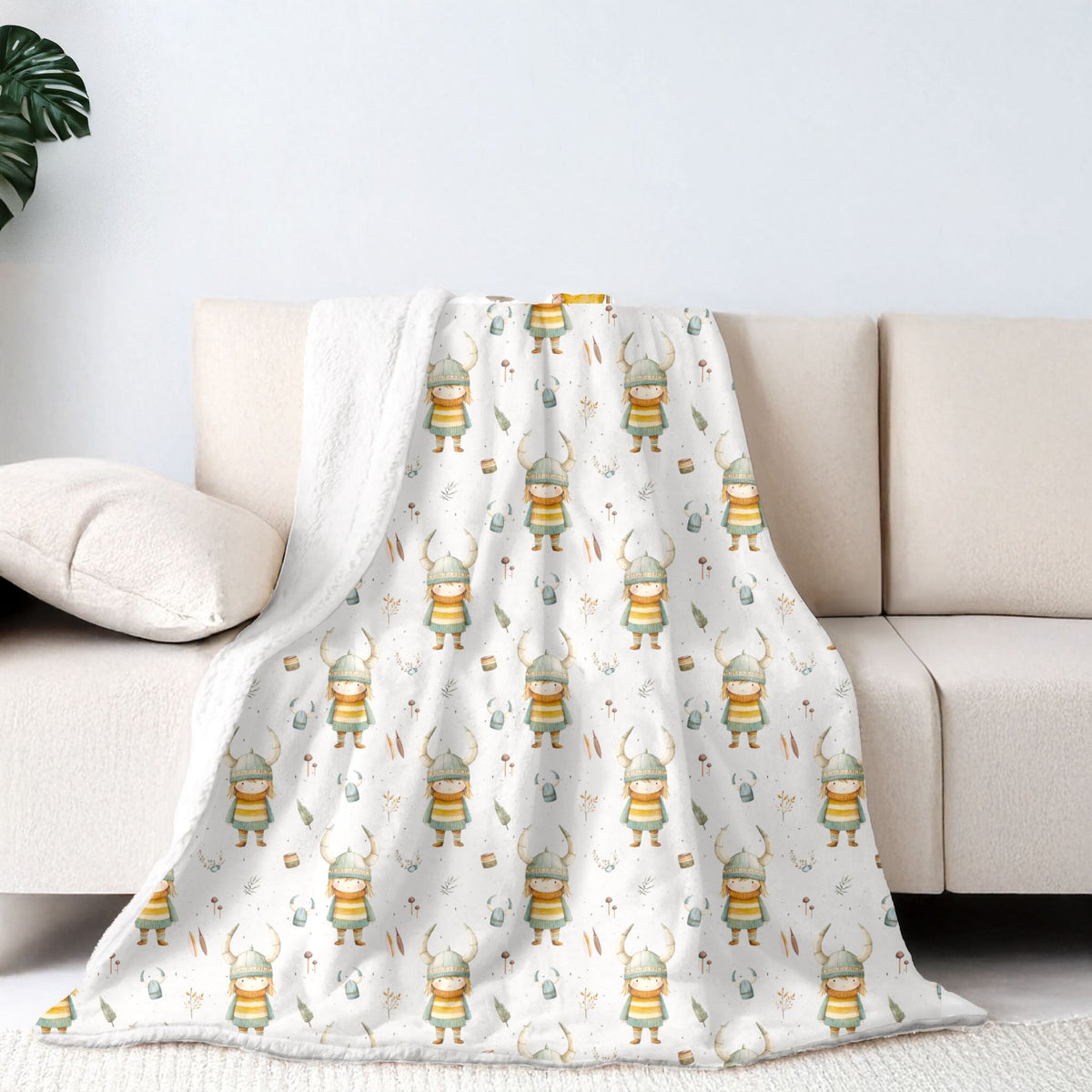 Sherpa-Fleece Decke im Wikinger Design