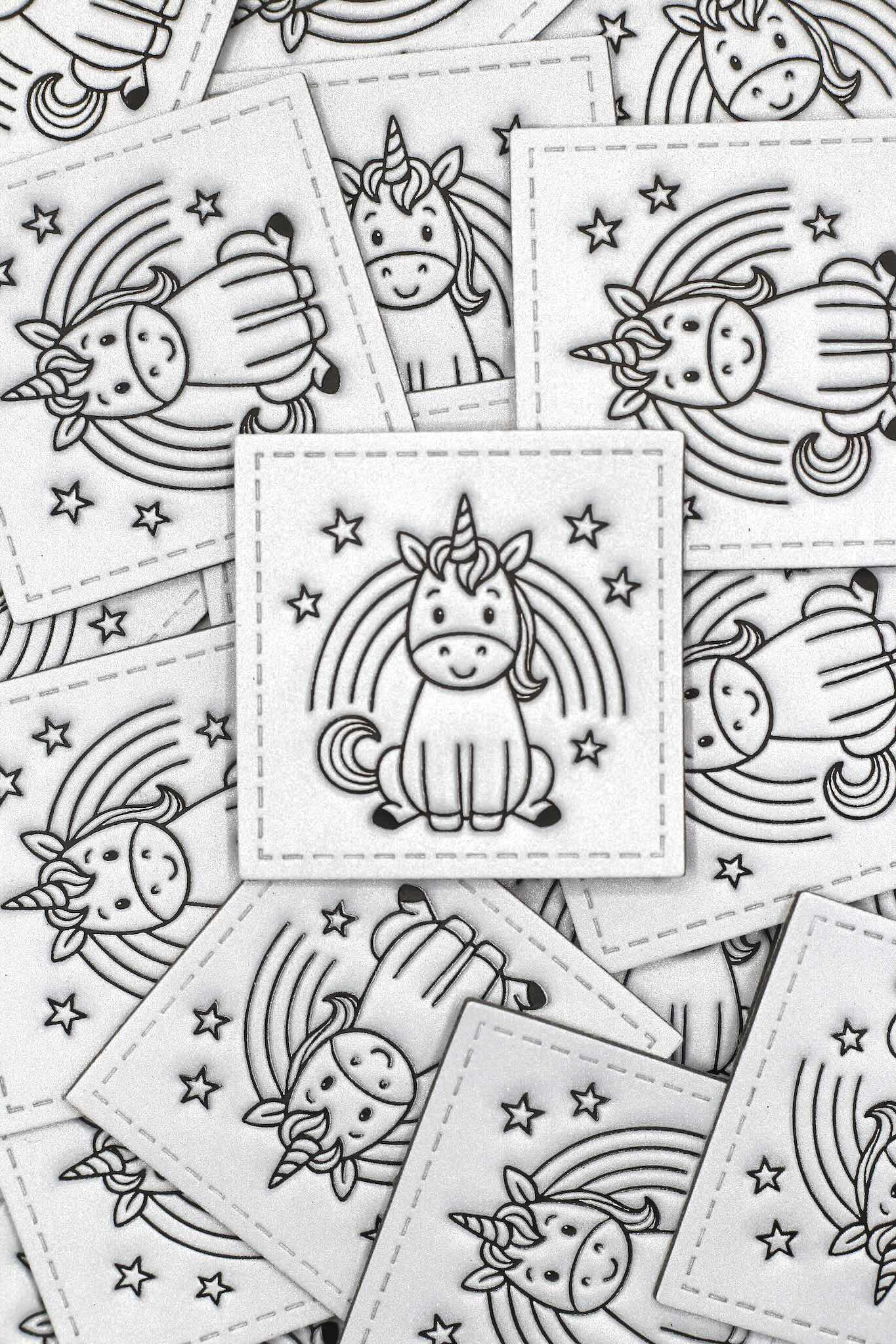 Reflektor Kunstleder Patch Einhorn