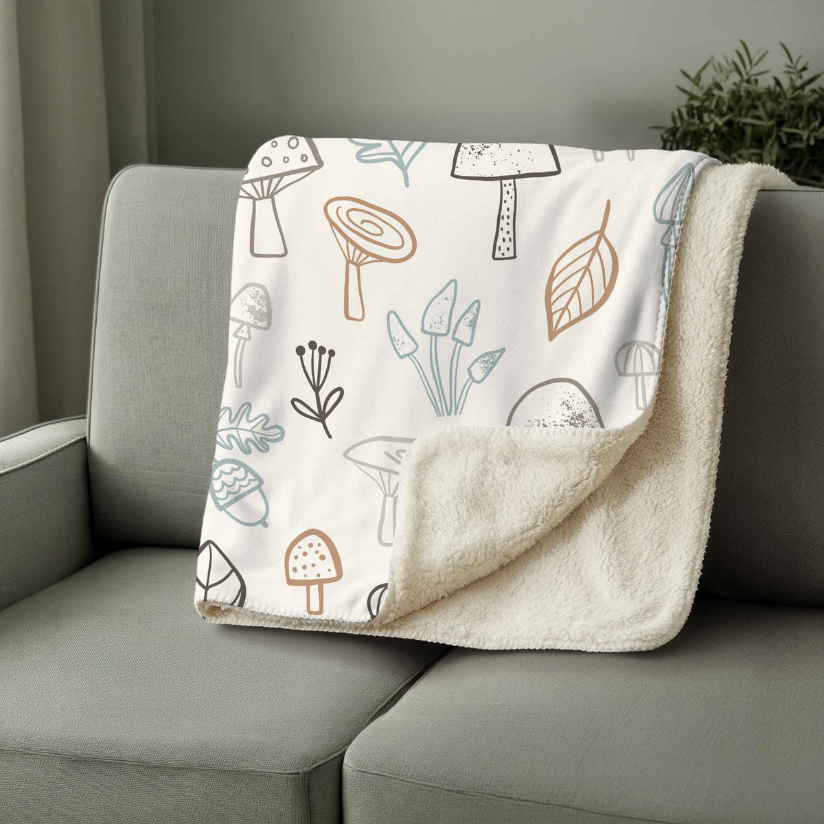 Sherpa Decke im Pilzäää Design