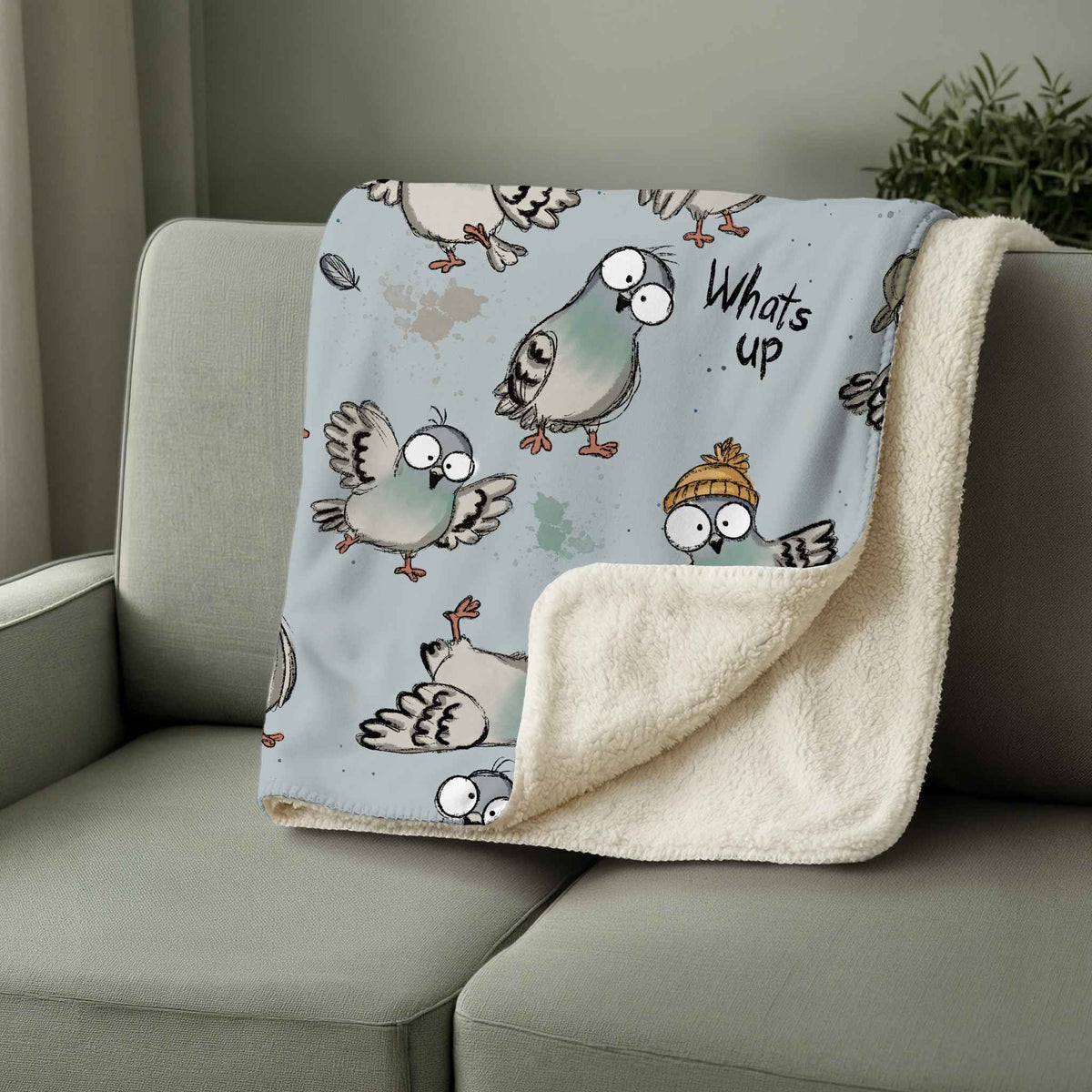 Sherpa Decke im What's up Tauben Design