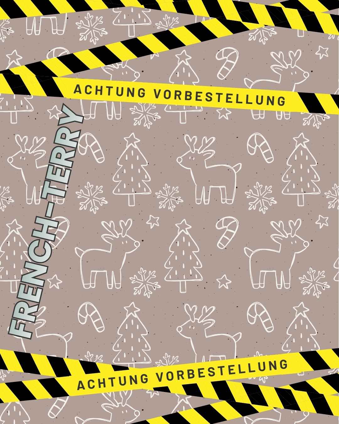French-Terry - Weihnachtskritzelei - beige