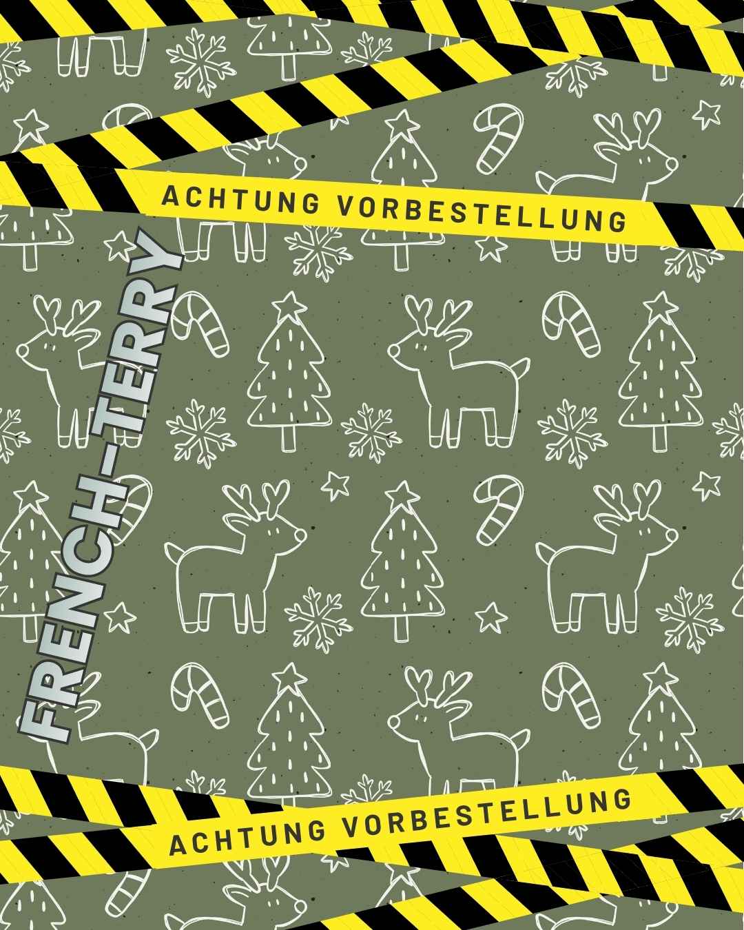 French-Terry - Weihnachtskritzelei - grün