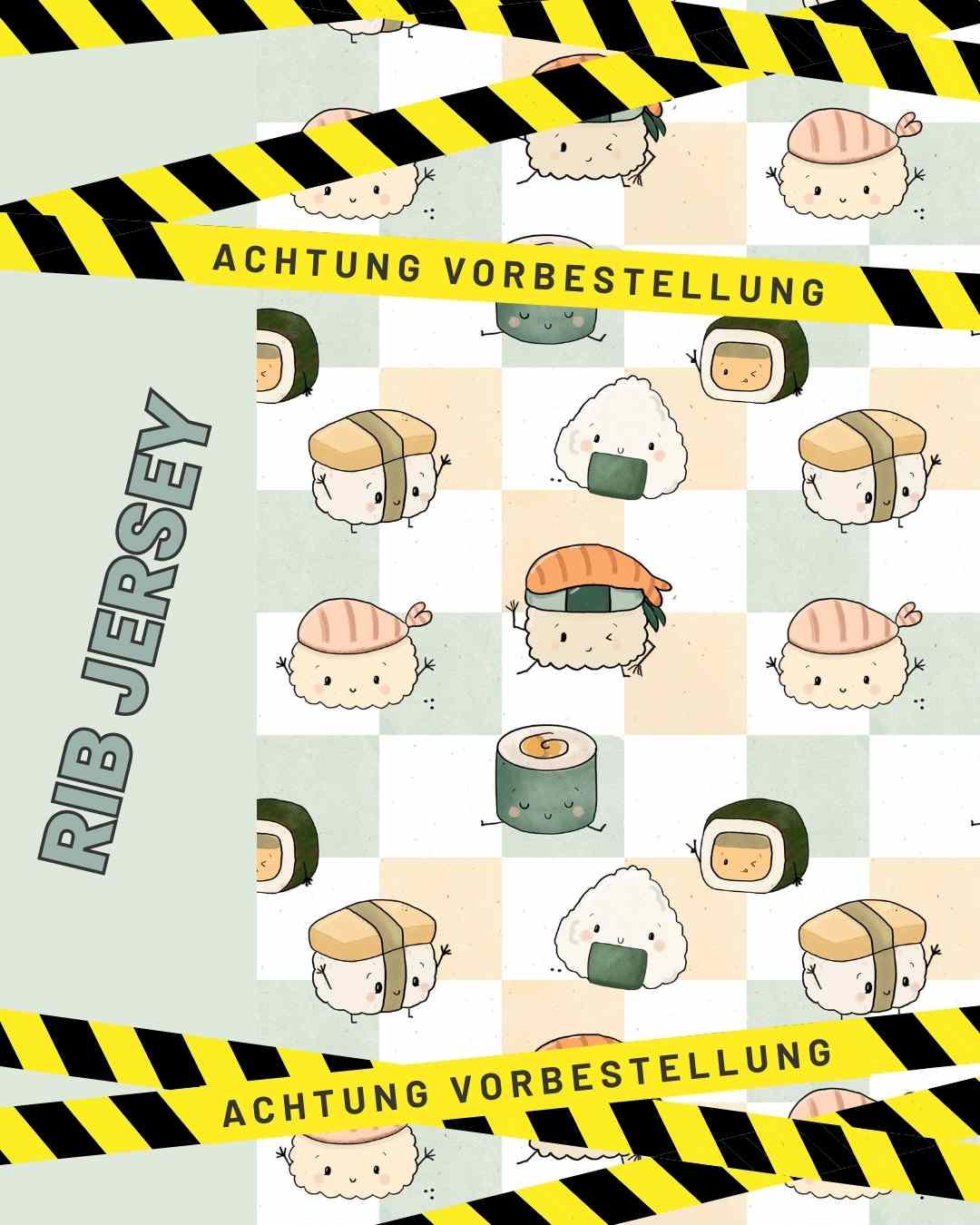 Vorbestellung Design Sushi-Freunde auf Rib-Jersey
